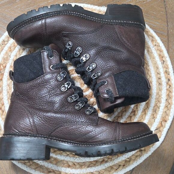 Frye Samantha Hiker, Combat Mid Calf, Brown Lace Ups, Size 7.5B - Picture 8 of 9